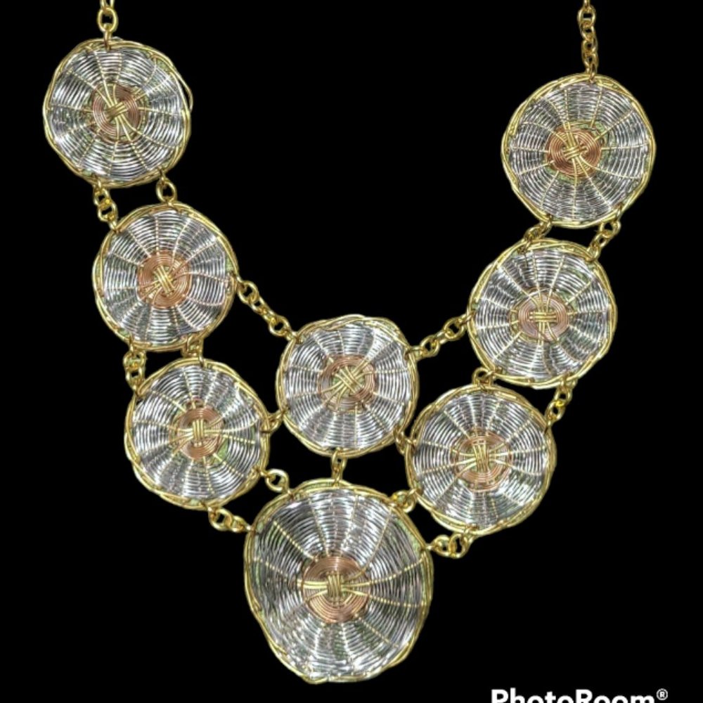 Mixed metal, basket weave,  necklace